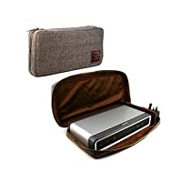 TUFF LUV [Kompatibel mit Bluetooth-Lautsprechern von Bose Soundlink Bluetooth Speaker III / 3] Fischgräten-Tweed-Reisetasche - Braun