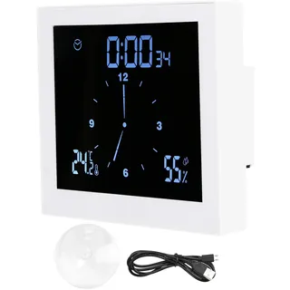 Cocoarm Badezimmer- -Hygrometer Digital LCD Display Baduhr Wanduhr mit Saugnapf Digitaluhr wasserdicht Hygrometer Thermometer Multifunktionale Badezimmeruhr Temperatur- und Feuchtigkeitsmesser