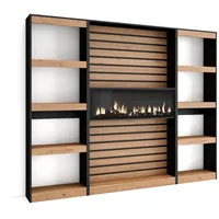 SKRAUT HOME Bücherregal 230 x 25 x 186 cm Eiche/Schwarz