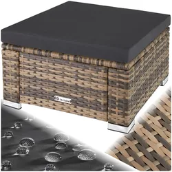 tectake® Rattan Sitzhocker, widerstandsfähig, einfacher Aufbau, 53 x 53 x 26 cm