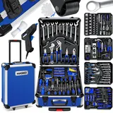 MASKO® Werkzeugkoffer 1299-teilig gefüllt | Werkzeugset im Aluminiumkoffer | Werkzeugkasten mit Rollen | Werkzeugkiste Haushalt, Haus, Hobby, KFZ | Trolley-Funktion | Profi Werkzeugwagen Handwerkzeug