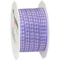 Präsent Vichy Geschenkband Lavendel/weiß, 20 m Dekoband zum Verzieren & Basteln, 10 mm Breite, Kariertes Band für Bunte Dekos & Geschenkverpackungen, zu feierlichen Anlässen