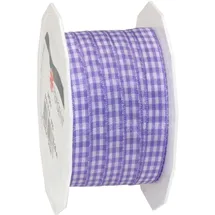 Präsent Vichy Geschenkband Lavendel/weiß, 20 m Dekoband zum Verzieren & Basteln, 10 mm Breite, Kariertes Band für Bunte Dekos & Geschenkverpackungen, zu feierlichen Anlässen