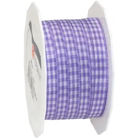 Präsent Vichy Geschenkband Lavendel/weiß, 20 m Dekoband zum Verzieren & Basteln, 10 mm Breite, Kariertes Band für Bunte Dekos & Geschenkverpackungen, zu feierlichen Anlässen