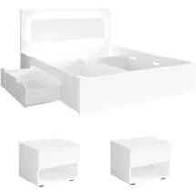 Feldmann-Wohnen Schlafzimmer-Set, Weiß, Holzwerkstoff, 2 Fächer, 4 Schubladen, Rechteckig,Rechteckig, 160x200 cm, Schlafzimmer, Betten
