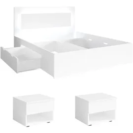 Feldmann-Wohnen Schlafzimmer-Set, Weiß, Holzwerkstoff, 2 Fächer, 4 Schubladen, Rechteckig,Rechteckig, 160x200 cm, Schlafzimmer, Betten
