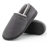 riemot Mokassin Hausschuhe Herren Warme Wildleder Hausschuhe Memory Foam Pantoffeln Diabetiker Schuhe Winter Sherpa Futter Haus Schuhe mit Anti-Rutsch Gummi Sohle Grau EU47 - 47 EU