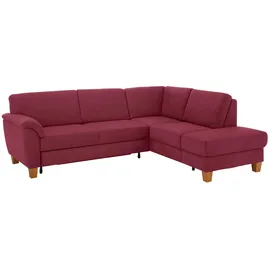 Home Affaire Ecksofa HOME AFFAIRE "Alta L-Form", rot (bordeaux), B:250cm H:89cm T:201cm, Struktur ( 100% Polyester);Struktur fein ( 100% Polyester);Luxus-Microfaser ALTARA NUBUCK (100% Polyester), Sofas, Ecksofa, mit Federkern und Kontrastnaht, Füße Buche eichefarben
