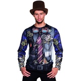 Boland - Fotorealistisches Shirt Mr. Steampunk, verschiedene Größen, Langarm-Shirt mit Motiv-Druck, Longsleeve, Kostüm, Karneval, Mottoparty