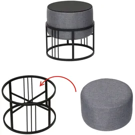 [en.casa] Hocker, Multifunktionaler stapelbarer Sitzhocker Tas 2er Set rund Dunkelgrau