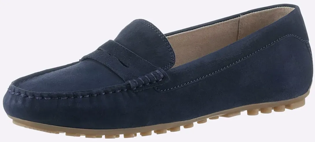 Slipper CAPRICE, Damen, Gr. 40, blau (marine), Veloursleder, Schuhe Slipper