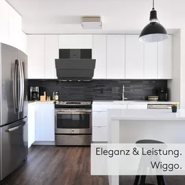 Wiggo Dunstabzugshaube 60cm kopffrei I Abluft Umluft Dunstabzug 300m3/h - LED Touch-Display 3 Stufen I Schräghaube inkl. Fettfilter & 2x Kohlefil...