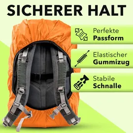 AVANA Regenschutz für Rucksäcke mit Reflexstreifen (10-70L) wasserdichte Regenhülle Schulranzen Rucksack Cover reflektierender Rucksacküberzug Orange