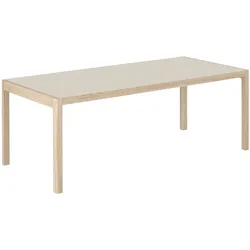 Muuto Workshop Tisch, 200 x 92 cm, warm grey linoleum / eiche natur