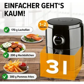 GOURMETmaxx Heißluft-Fritteuse 3L 1400W schwarz
