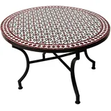 Marrakesch Orient & Mediterran Interior Mosaiktisch Ø 100 x 45 cm Schwarz/Weiß/Bordeaux