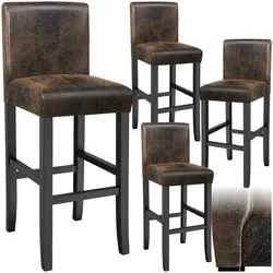 tectake® Barhocker, gepolstert mit Rückenlehne, Stuhlbeine aus Massivholz, Sitzhöhe 76 cm