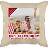 Kissen 50x50 - eigenem Bild - Eigenes Foto Geschenk I - 50 x 50 cm - Beige Natur - Fotodruck fotokissen selbst gestalten personalisiertes Photo männerkissen zum Bedrucken fotopolster