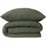 SCHIESSER Bettwäsche »Molly aus softer Musselin-Qualität in gedeckten, natürlichen Farben«, (2 tlg.), MADE IN GREEN by Oeko-Tex grün