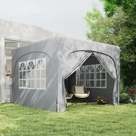 Outsunny Faltpavillon 3 x 3 m inkl. 4 Seitenteile Hellgrau