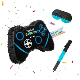 Relaxdays Pinata Gamer 40 cm x 28 cm x 7 cm Blau/Schwarz/Türkis