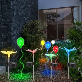 ETC Shop Gartendeko Erdspießleuchte Schmetterling Außenleuchte Farbwechsel Libelle Lufballon Gartenleuchte, LED fest verbaut, 9er Set