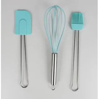 6x 4-teiliges Backhelfer-Set Silikon Edelstahlgriff Becher Pinsel Schneebesen