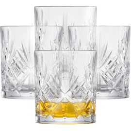 Schott Zwiesel Whiskyglas Show (4er-Set), anmutige Tumbler für Whisky mit Relieff, spülmaschinenfeste Kristallgläser (Art.-Nr. 121877)