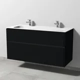 Sanipa Keramik-Waschtisch-Set mit Waschtischunterschrank „Twiga“ 119 × 50 × 61 cm in Schwarz (matt), ohne Beleuchtung