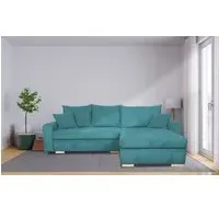 Ecksofa mit Bettfunktion und Bettkasten türkis Microfaser B/H/T: ca. 224,5x90x168 cm - Tuerkis