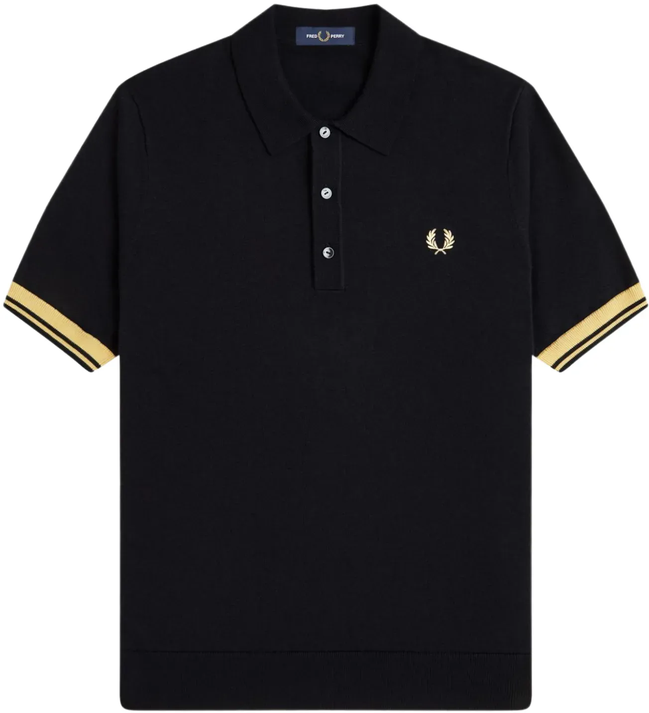 Strick-Polo mit Kontrast-Bündchen Schwarz L