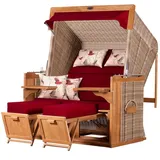 dekoVries GmbH Strandkorb deVries PURE® Friesland Sylt XL - PE white kubu - Dessin 107 - inkl. Schutzhülle