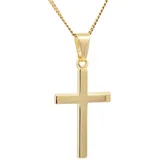 HOPLO Kreuzanhänger Anhänger Kreuz 333-8 Karat Gold mit vergoldeter Silberkette 55 cm, Made in Germany 55 cm Unisex