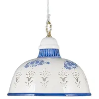 Helios Leuchten Küchenlampe Keramiklampe weiß - blau, Pendellampe Pendelleuchte