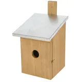 Kerbl Pet Nistkasten mit Metalldach, Für Gartenvögel wie Haussperlinge/Trauerschnäpper/Feldsperlinge/Kleiber/große Meisen, 17x19x33 cm
