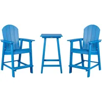 Modernes Muskoka Balkonset in Blau 3-teilig Tisch mit Stühlen Adirondack