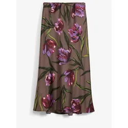bonprix Satin-Rock, grau, 48, Satin