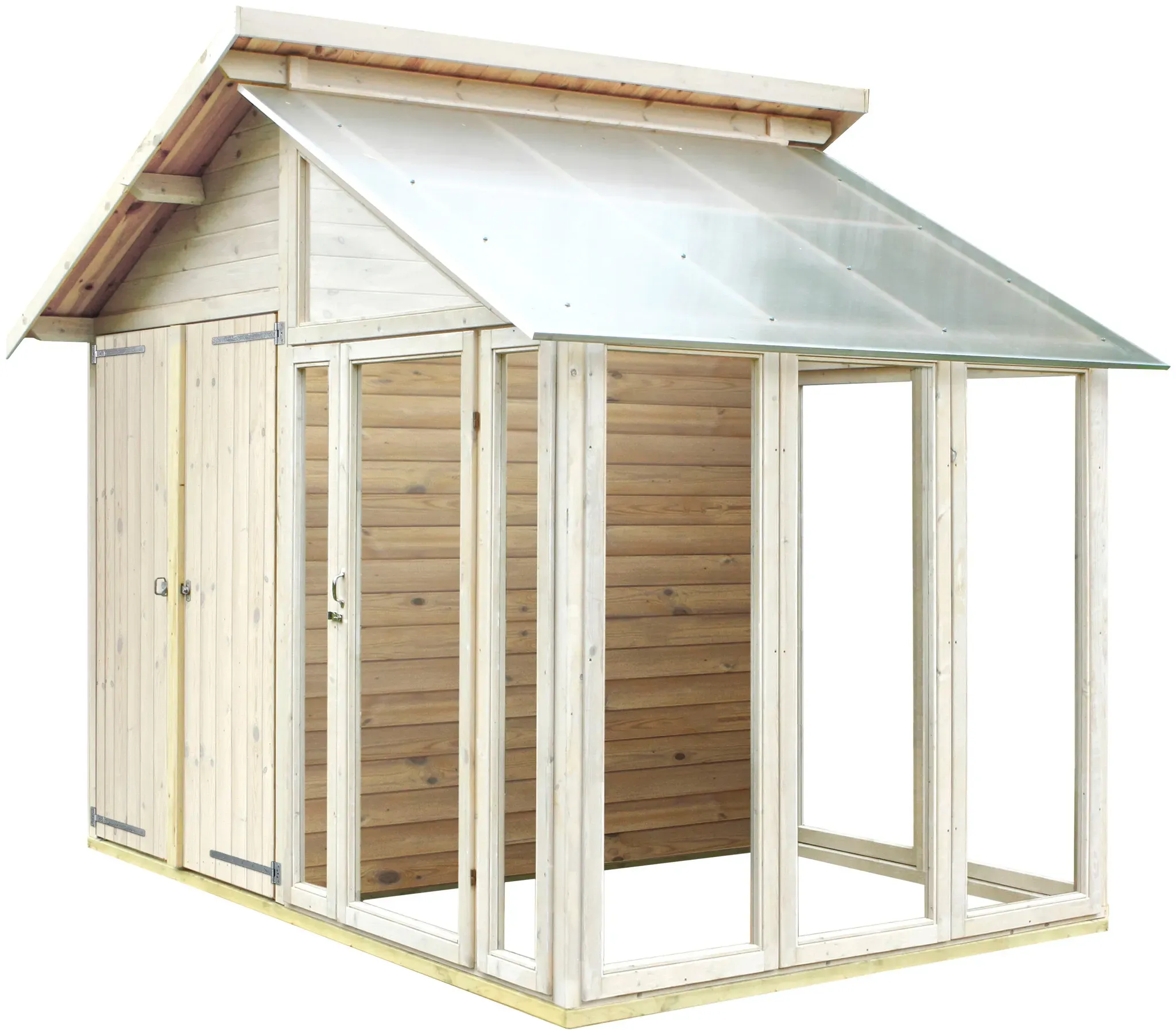 Gartenhaus PLUS Gartenhäuser beige (natur) Abstellraum Gewächshaus 6,6 m2, praktisch, unbehandeltes Holz