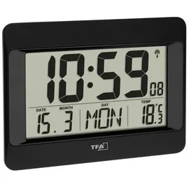TFA Digitale Wanduhr 21,5 cm 60.4519,01 Schwarz