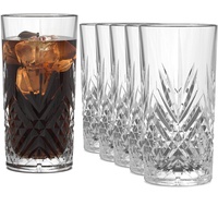 Sahm Gläser Set 6 teilig 365ml - Broadway Trinkgläser Set - Wassergläser Set - Tolle Longdrink Gläser, Gin Tonic Gläser & Latte Macchiato Gläser