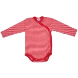 cosilana Langarm Baby-Wickelbody aus Bio Wolle / Seide Geringelt Rot 50/56