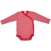 cosilana Langarm Baby-Wickelbody aus Bio Wolle / Seide Geringelt Rot 50/56