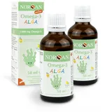 NORSAN Omega 3 ALGA Öl vegan 2x50ml / hochdosiertes Omega 3 vegan für Kinder 1.000mg pro Portion/Omega 3 Algenöl reich an DHA/Tagesdosis 2 ml ab 35 kg Algenöl Omega 3 vegan flüssig