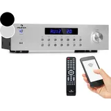 Auna Verstärker, HiFi Stereo Mini Verstärker, HiFi-Verstärker mit Bass & Treble Regler, 4 Kanal Audio-Verstärker, Stereo-Verstärker & Lautsprecher mit Fernbedienung & AUX Eingang, AV Receiver