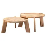 MID.YOU Couchtisch Set Hell Mangoholz 53 x 53 x 32 cm