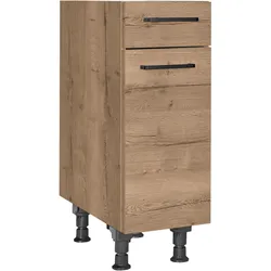 Unterschrank NOBILIA ""Structura", Ausrichtung wählbar, vormont., in den Breiten 30, 45 und", braun (front und korpus: eiche havanna nachbildung), B:30cm H:87cm T:58,3cm, Schränke, 60 cm Breite, mit höhenverstellbaren Sockelfüßen, vormontiert