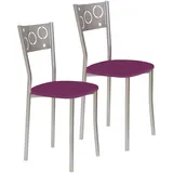 ASTIMESA SCPRBJ Zwei Küchenstühle, Metall, Aubergine, Sitzhöhe 45 cm