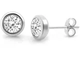 ZEEme Paar Ohrstecker ZEEME "Edelstahl mit weißem Zirkonia 6mm", Damen, Gr. one-size, Edelstahl, weiß (weiß, weiß), Ohrringe