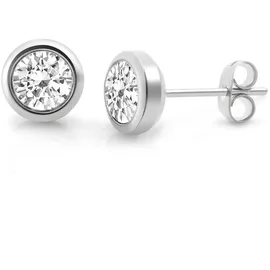 ZEEme Paar Ohrstecker ZEEME "Edelstahl mit weißem Zirkonia 6mm", Damen, Gr. one-size, Edelstahl, weiß (weiß, weiß), Ohrringe