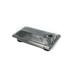 PuntoQPack 800 Stück Mini-Sushi-Schalen aus recycelbarem PS mit Anti-Beschlag-Deckel (16,5x9x4cm) Ref TPSUSHI8